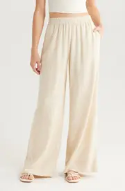 1.STATE Slub Palazzo Pants in Natural at Nordstrom, Size Small