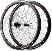 700c Carbon Road Bike Disc Wheelset Carbon Fiber Rim 40 50mm Depth Clincher Tubeless Ready Wheels QR 9x100mm 9x130mm (Color : Vacuum Version, Size : 40cm)