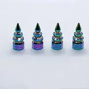 GUPEC 4Pcs Colorful Car Tire Valve Stem Caps Leakproof Tyre Air Valve Caps Aluminum Alloy Air Nipple Cover