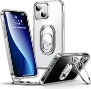 Shields Up for iPhone 13 Case with Stand, Phone Case Clear with Double Ring Holder [Adjustable & Foldable] Shockproof Protective Cover for iPhone 13 6.1 inch - Clear