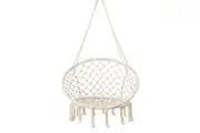 Vibe Geeks Macrame Swing Chair Hanging Cotton Rope Hammock Chair - Beige