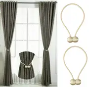 2x Magnetic Ball Curtain Tiebacks Tie Backs Hooks Clothing Home Textiles Khaki