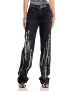 alexanderwang. t Ez Vertical Screen Print High Rise Straight Wide Leg Jeans in Aged Grey
