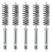 5 Pack 9/16 Inch Stainless Steel Bore Brush Set Twisted Wire with 1/4" Hex Shank