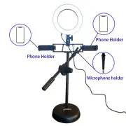 LED Selfie Ring Light W/ Tripod Phone Holder Mic Stand For Make up Live Stream