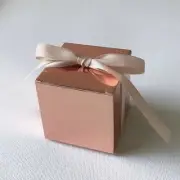 100x Metallic Cubic Rose Gold Favor Boxes Wedding Party Candy Macaroon Gift Box