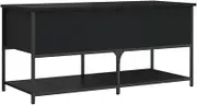 vidaXL Black Storage Bench - Engineered Wood and Metal - Multi-Purpose Organiser for Living Room, Bedroom, Hallway - Stability with Adjustable Feet