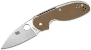 Spyderco Efficient Folding Knife 3" Black Plain Blade Foliage Brown G10 Handles