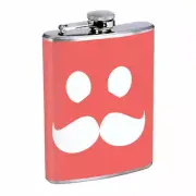 Moustache Face Em1 Flask 8oz Stainless Steel Hip Drinking Whiskey