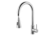 Round Chrome Pull Out Shower Kitchen Sink Mixer Tap