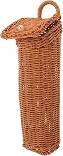 Kisangel Hanging Woven Basket for Kitchen Storage Stylish Rattan Fruit and Vegetable Holder for Garlic Ginger Onions and More Wall Mounted Organizer for Home Decor