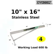 Shelf Bracket 16 x 10 Floating Support wall Mount Stainless Steel Heavy Duty 4
