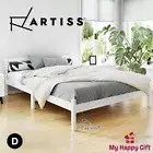 Artiss Bed Frame DOUBLE Size Wooden Mattress Base Timber Platform White SOFIE