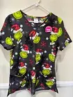 Dr. Suess Scrubs V Neck Top - Black with Dr. Suess Graphics Women's M NEW