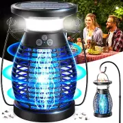Solar Bug Zapper Outdoor, Electric Bug Zapper, 4000Mah Rechargeable Mosquito ...
