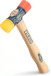 Rubber Mallet 12 Oz Double Face Hammer with Soft Hard Tips Wood Handle