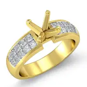 1.10Ct Princess Engagement Diamond Semi Mount Bridal Ring F VS1 14k Gold Yellow