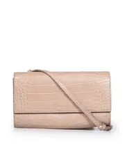 Brown Vegan Leather Croc Embossed Day Bag