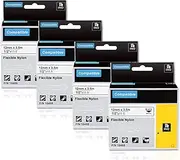 Aoimark Industrial Flexible Nylon Labels Compatible with DYMO Industrial Rhino 5200/4200 Label Makers and More Black on White 1/2 4 Pack - 18488