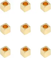 YYlingx 100Pcs 14K Gold Plated Cube Spacer Beads,3mm Gold Copper Loose Spacer Beads for DIY