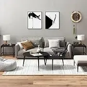 vidaXL 2-Piece Black Side Tables Set - Industrial Style Decorative Tables Made from Durable Engineered Wood with Stable Steel Frame - 40x40x35 cm