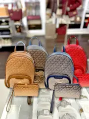 Michael Kors Jaycee Backpack MD Zip Pocket Design & Double Zip Wallet Set Combo