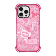 iPhone 16 Pro Max Bounce Case MagSafe Compatible Transparent Pink Hearts Ribbon Stickers Love Cherry Kiss Stars Coquette Collage