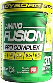 CYBORG SPORT- AMINO FUSION - Lemonade Flavour - 30 Serves -10.1g Amino Acids per serve - Intra-Workout Blend : EAA BCAA | Beta Alanine | Carnitine | L-Citrulline | Arginine - Performance and Recovery