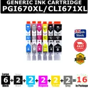 16x PGI670 CLI671 XL Generic Ink For Canon MG7760 MG7765 MG7766 TS8060 TS9060