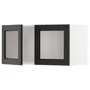 METOD wall cabinet with 2 glass doors, white/Lerhyttan black stained, 80x37x40 cm