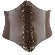 Women Wide Waist Belt Elastic Buckle Dress Ladies Stretch Corset Cinch BrownWaistband