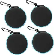 4 Pcs Mini Portable Storage Bags for Earphones Data Cables Wear Resistant Coin Holders with Carabiner for Hiking Shopping and Outdoor Activities Black