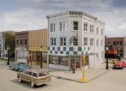 Walthers Cornerstone HO 1/87 MERCHANT'S ROW VII Left-Corner Block w/3 Stores NEW