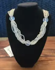 NOS Vtg MCM Necklace 10 Strand Glass & Acrylic Beads 16" Drop India Boho EVC