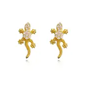 Culturesse Gwynn Gecko 9mm Screw Back Earrings Sterling Silver 18K Gold Filled