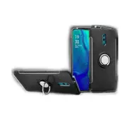 2 Pcs Magnetic 360 Degree Rotation Ring Holder Armor Protective Case for OPPO Reno (Black)