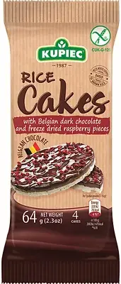 Kupiec Dark Chocolates and Raspberries Gluten Free Rice Cakes 64 G