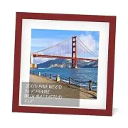 Wood Picture Frame for Wall Hanging or Tabletop Square Photo 9x9 inch Red