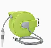 Hose Pipe Holder 15M Retractable Garden Hose Reel, 1/2 Inch x 50 ft + 6 ft Wall Mount Hose Reel with Automatic Fast Rewind System, Any Length Lock, 120°Swivel Bracket, for Garden Watering Hose Pipe Ha
