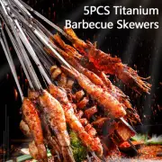 Titanium Barbecue Skewers Pack of 5 Flat Design to Prevent Food from Falling