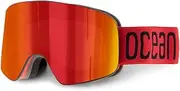 Ocean OCN-YH6206-1 Unisex Mountain Climbing Goggles, Dual Lens, UV Protection, Anti-Fog Treatment, Anti-Scratch, Red (Red REVO Lens)