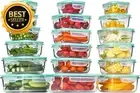 18‑Pc Glass Meal Prep Containers w/ Leakproof Lids, Microwave/Oven/Freezer Safe