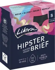 Libra Hipster Period Proof Brief - Reusable Underwear - Small Black