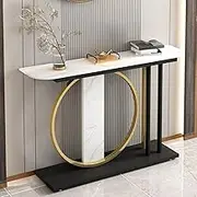 HOLGVE Console Table, Entryway Table, Contemporary Accent Hallway Table, Behind Couch Sofa Table, Stone Top Foyer Table, for Entrance, Hallway, Living Room(White,55.1inch/140cm)