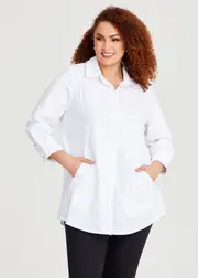 [TS] Taking Shape Cotton Bejewelled Shirt Size 20 in White - Plus Size Women's Clothing White
