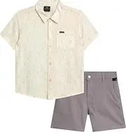 [Volcom] Baby Boys' Shorts Set - 2 Piece Short Sleeve Button Down Linen Shirt and Stretch Twill Shorts - Outfit for Baby Boys