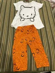 KingKong Girls White & Orange 3pc set Tee, Pants & badge BNWT free post D72