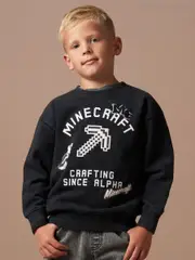 Angel & Rocket Grey Minecraft Graphic Washed Sweatshirt (AK7705) | $60 - $69