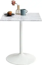 Hagihara LT-4919MWH Dining Table, Cafe Table, Dining Table [Marble-Style Tabletop x Steel Legs] Square, Square Type, Industrial, Width 23.6 inches (60 cm), Depth 23.6 inches (60 cm), Height 27.6