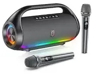 Karaoke Machine with 2 Wireless Microphones, Portable PA System Bluetooth